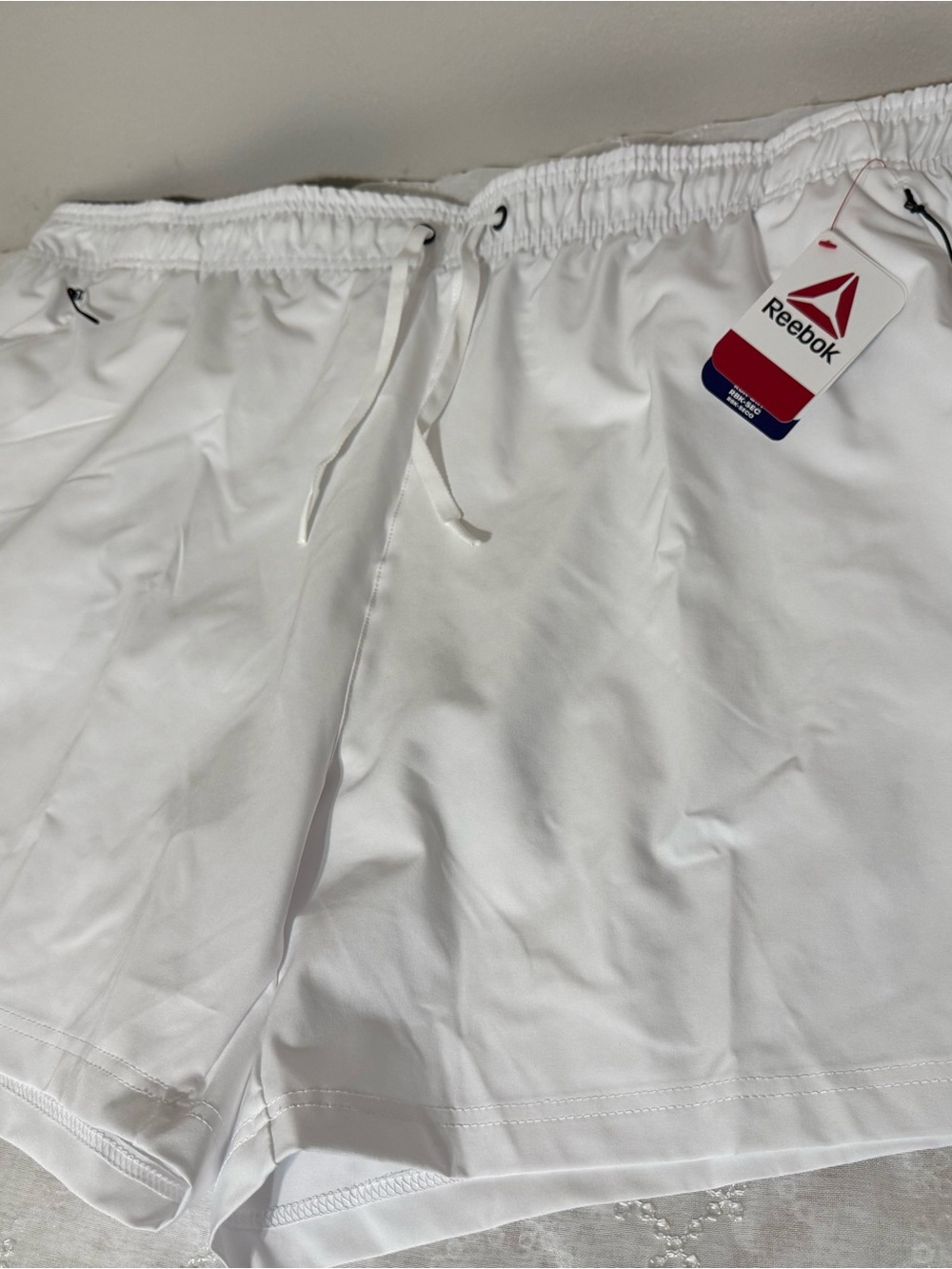 Reebok Men’s White Athletic Drawstring Shorts